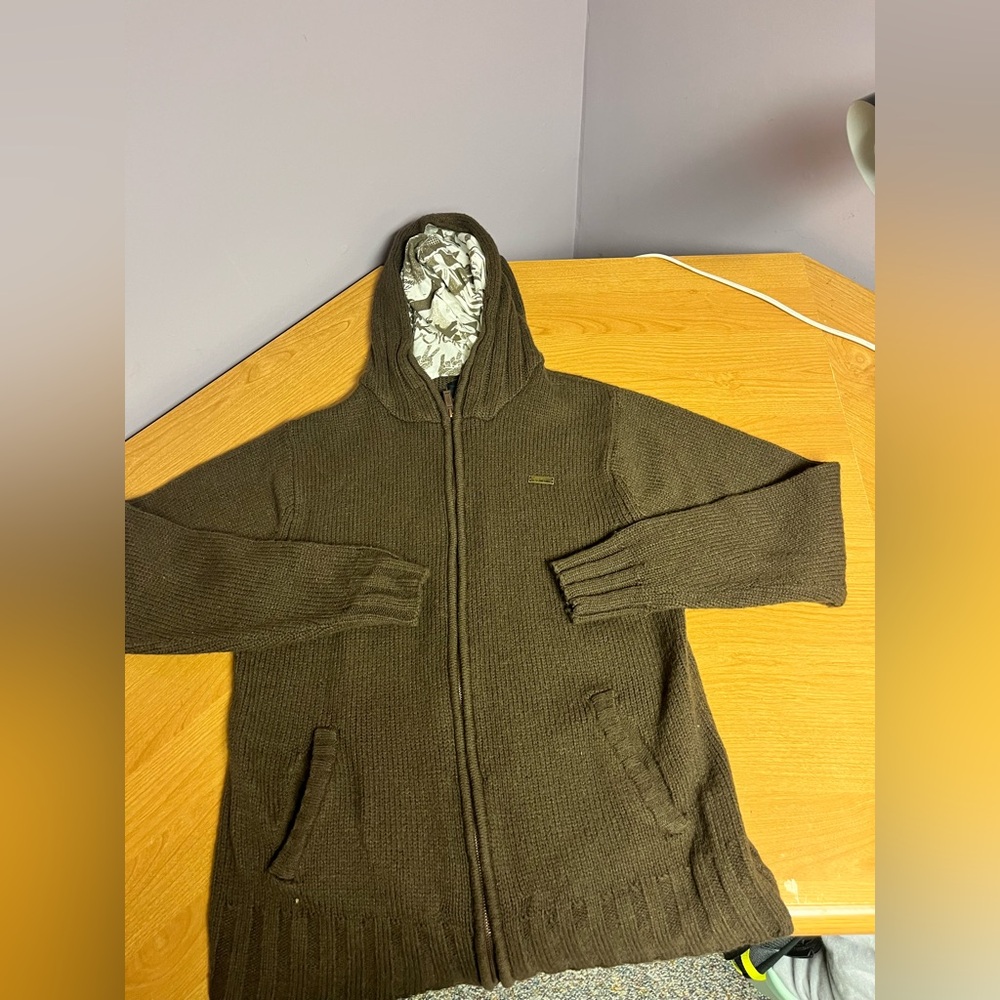 Vintage Y2K Zoo York Full-Zip Up Hoodie Wool Blend Sweater L